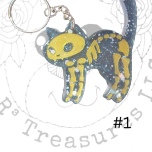 Hissing Skeleton Cat Keychain-Ornament-Magnet-Gift
