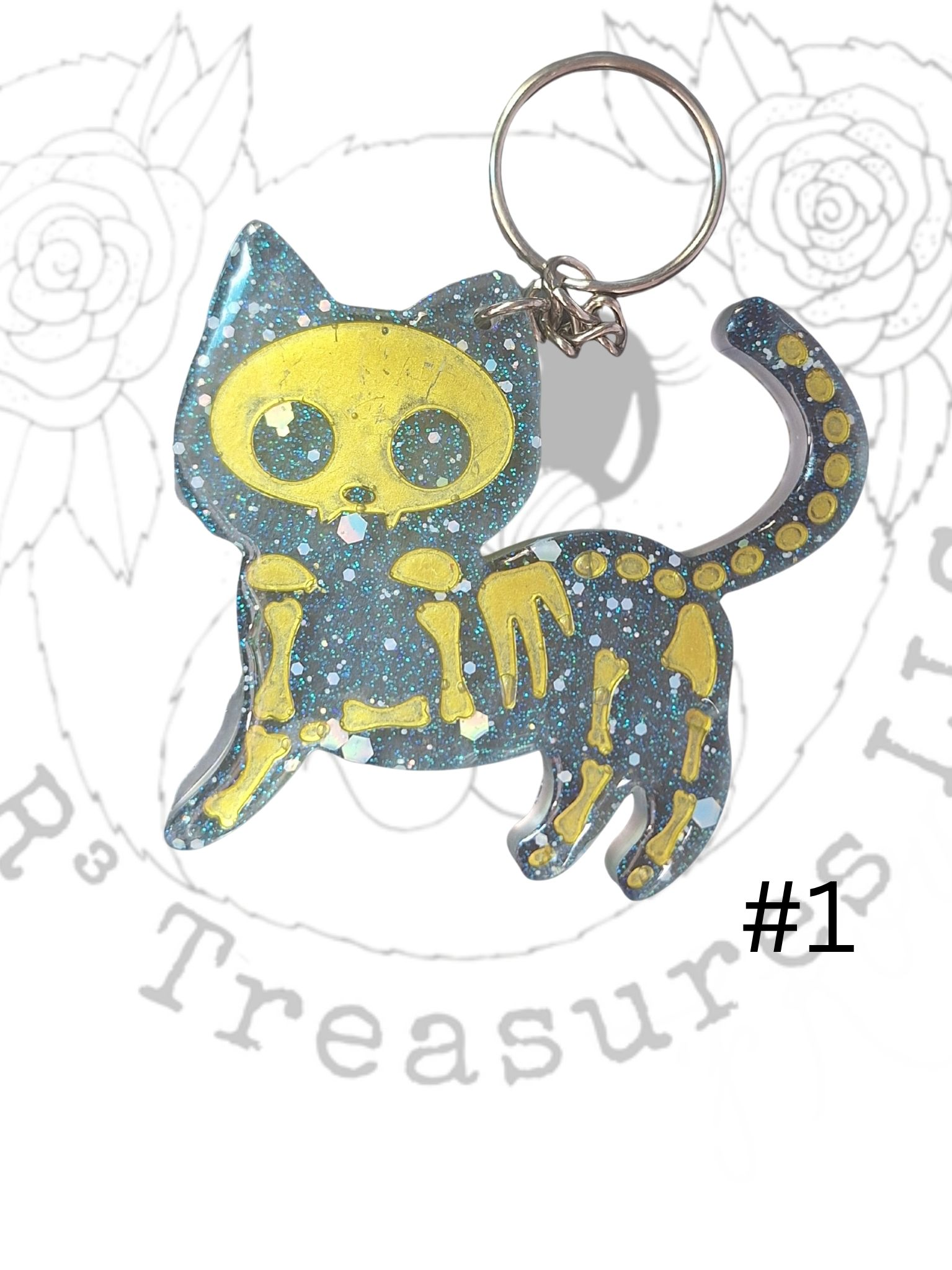 Standing Skeleton Cat Keychain-Ornament-Magnet-Gift