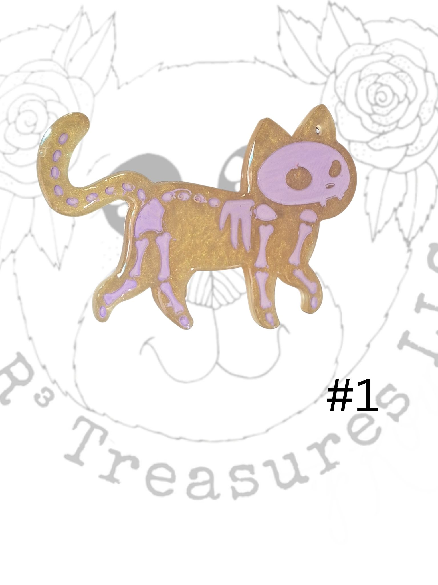 Walking Skeleton Cat Keychain-Ornament-Magnet-Gift