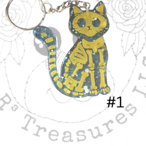 Sitting Skeleton Cat Keychain-Ornament-Magnet-Gift