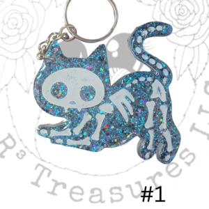 Stretching Skeleton Cat Keychain-Ornament-Magnet-Gift