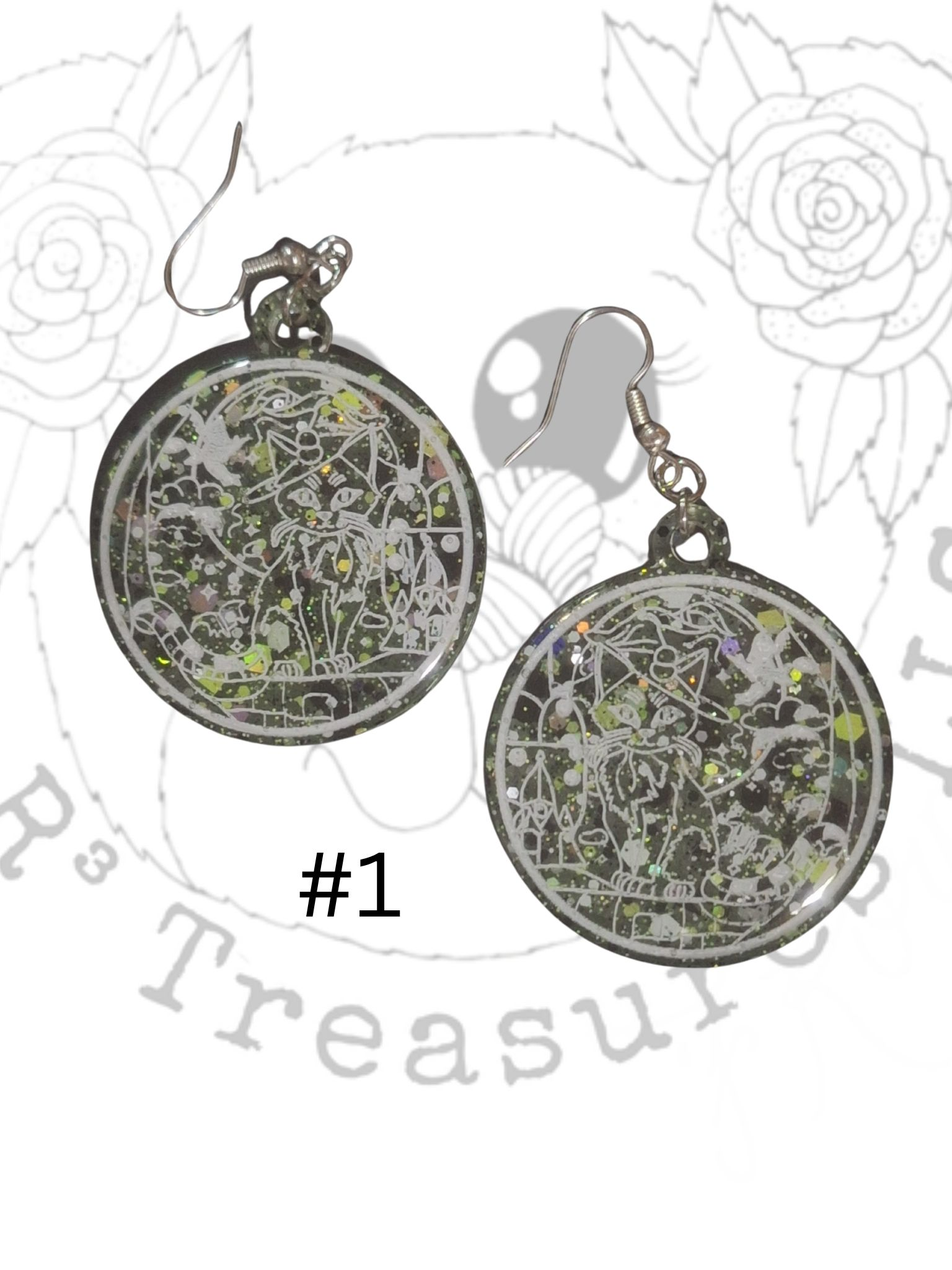Stained Glass Cat-Earrings- Keychain-Ornament-Magnet-Gift